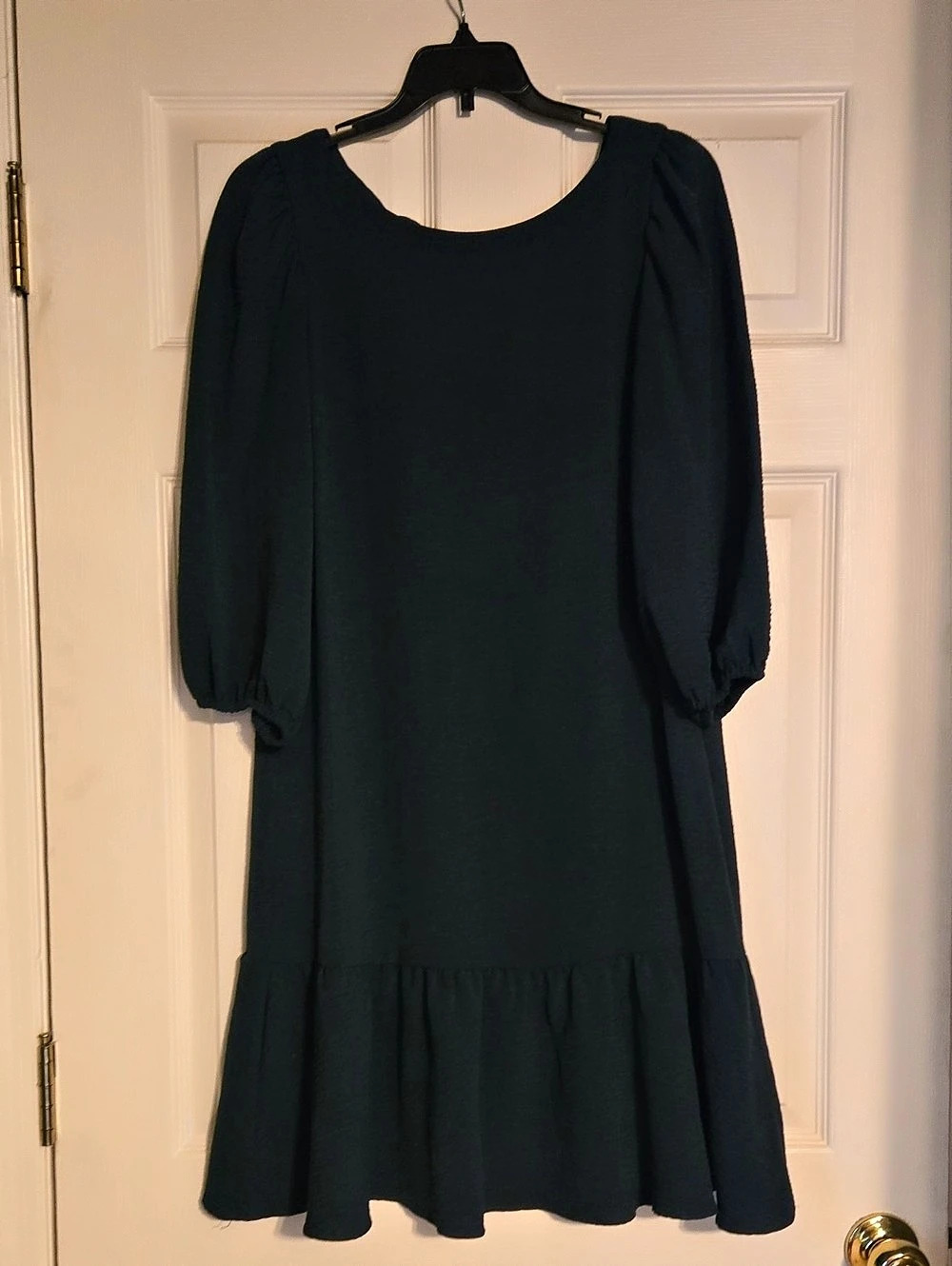 DKNY 3/4 Balloon Sleeve Ruffle Hem Dress Green Size 6